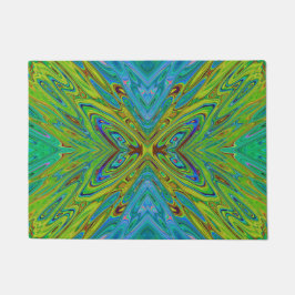 Tapete Borboleta Abstrata Chartreuse e Azul Trippy