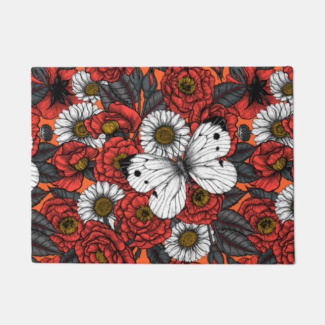 Tapete Borboleta branca e rosas (Frente)