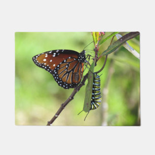 Tapete Borboleta da rainha e Doormat de Caterpillar do