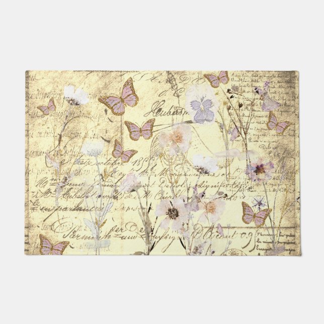 Tapete borboletas de flores silvestres secas (Frente)