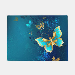 Tapete Borboletas de ouro em um fundo azul
