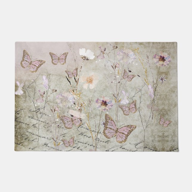 Tapete borboletas e flores secas (Frente)