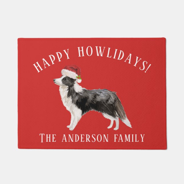 Tapete Border Collie Happy Howlidays Natal (Frente)