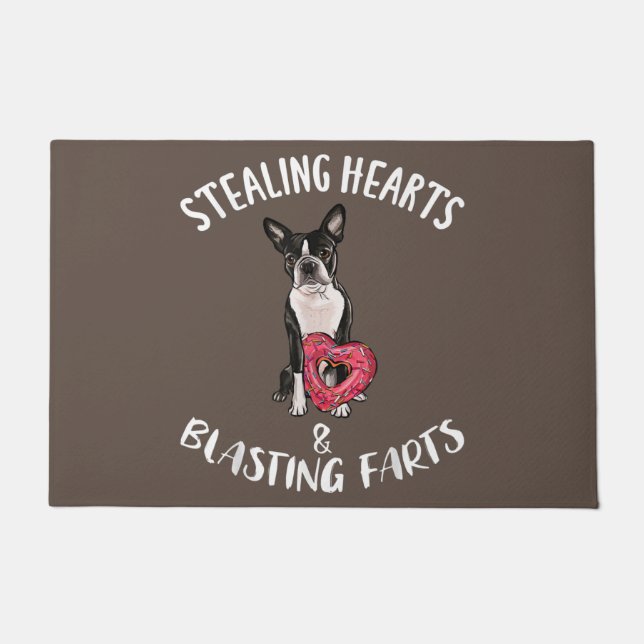 Tapete Boston Terrier, Boston Terrier pai, amante de cach (Frente)