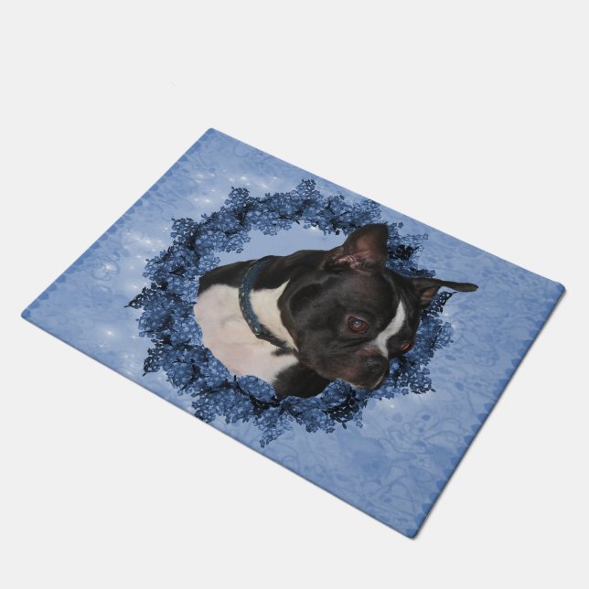Tapete Boston Terrier Dog Wreath (Inclinado)