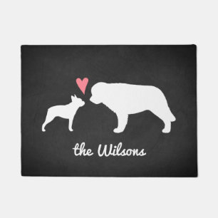 Tapete Boston Terrier e Santo Bernard com Heart