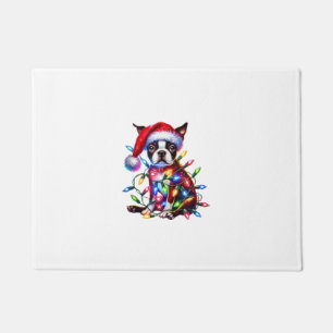 Tapete Boston Terrier Natal Ilumina Papai Noel Amor