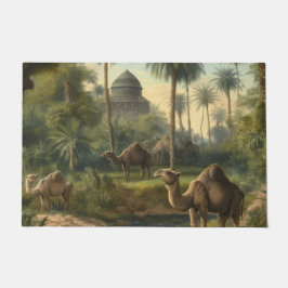 Tapete Botânica: dromedários na selva perto de um rio