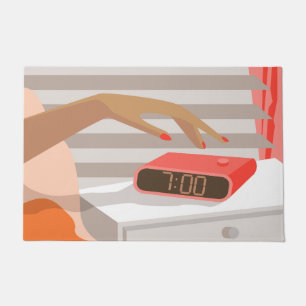 Tapete Botão de snooze do despertador da mão das mulheres