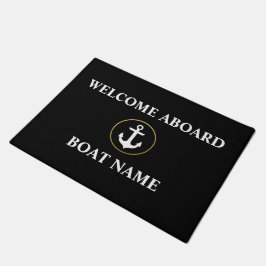 Tapete Bote de Boas-Vindas Náuticas Nome Dourado Porta Pr