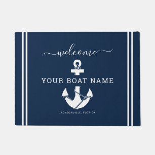Tapete Bote Personalizado Nome Náutico Bem-vindo