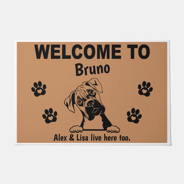 Tapete Boxer Dog Welcome Home Funny Personalized Custom (Frente)