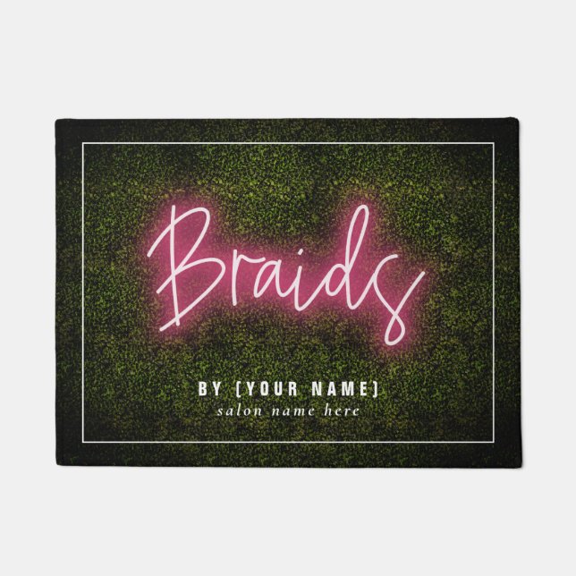 Tapete Braids Neon Boxwood Hair Salon Business (Frente)