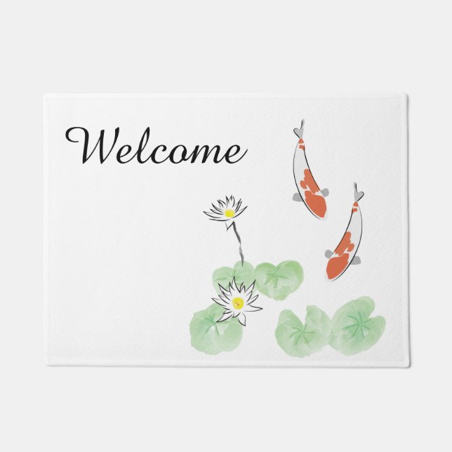 Tapete Branco Koi Pond Personalizado (Frente)