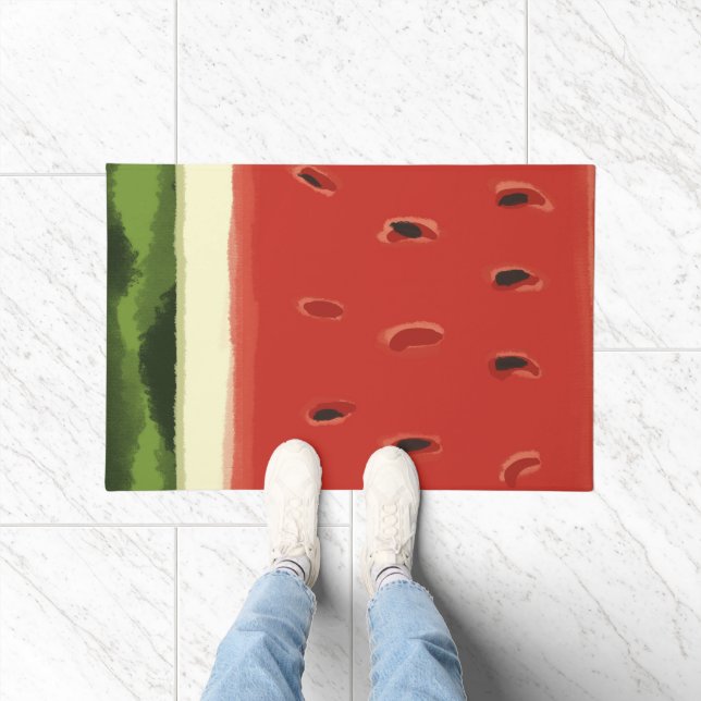 Tapete Bright Red Watercolor Watermelon Door Mat (Interior)
