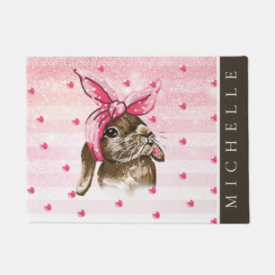 Tapete Brilho pintado mão do coelho personalizado