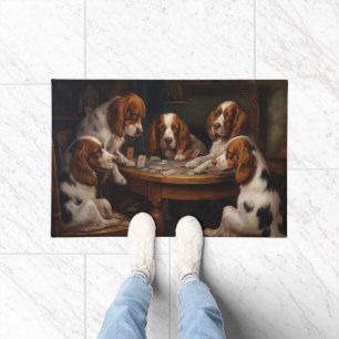 Tapete Brittany Spaniel Dogs Jogando Poker Art