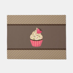 Tapete Brown de creme cor-de-rosa listra o cupcake da