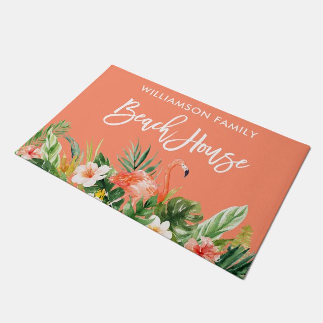 Tapete Brussel Script Tropical Coral Floral Beach House (Inclinado)
