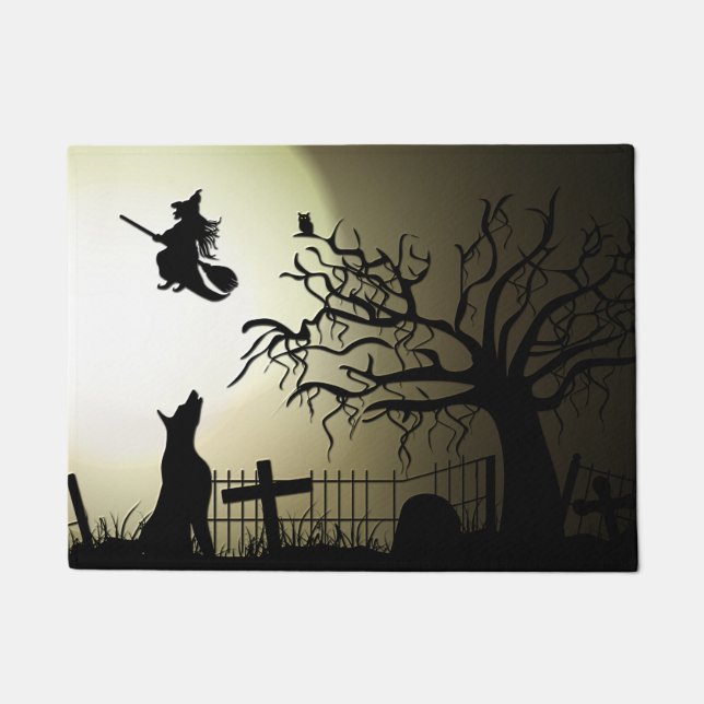 Tapete Bruxa de Halloween e Cachorro de Howling (Frente)