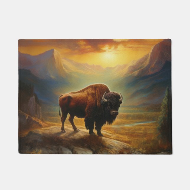 Tapete Buffalo Bison Sunset Silhouette (Frente)