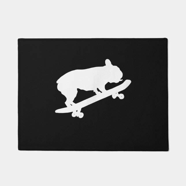 Tapete buldogue francês engraçado no skate presente (Frente)