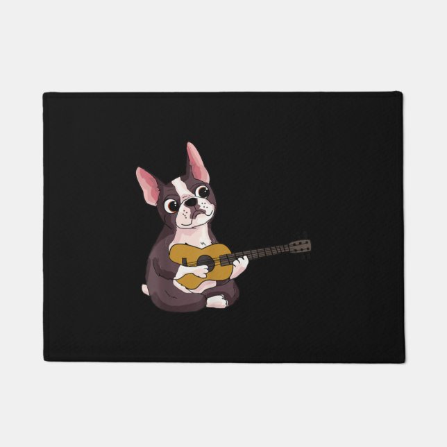 Tapete buldogue francês tocando violão | presente guitarr (Frente)