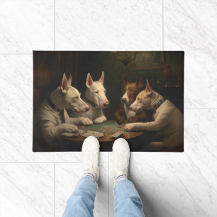 Tapete Bull Terrier Cães Jogando Poker Art