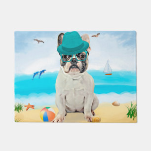Tapete Bulldog francês na praia