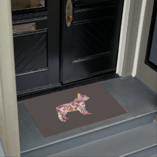 Tapete Bulldog Francês Patterno de Flor Francês Bulldog
