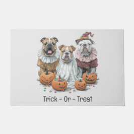 Tapete Bulldogs Ingleses de Halloween Abóbora