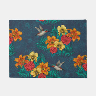 Tapete Buquês tropicais e beija-flores