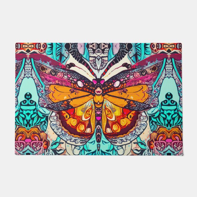 Tapete Butterfly e Medallion Batik Padrões em Laranja (Frente)