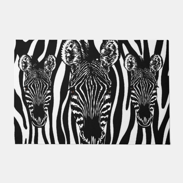 Tapete Cabeça Única de Zebra em Estampa de Zebra (Frente)