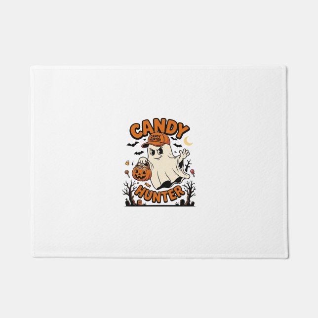 Tapete Caçador de Doces Halloween Fantasma Balde de Abóbo (Frente)
