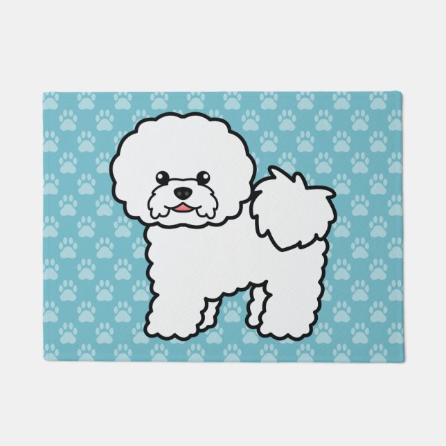 Tapete Cachorro Bichon Frise de Desenho Animado Fofo (Frente)