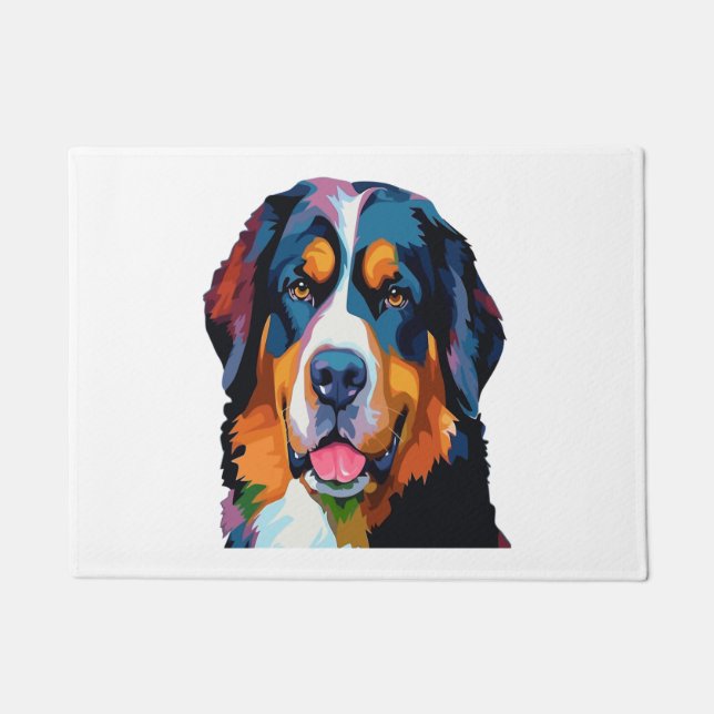 Tapete Cachorro da Montanha Bernese Colorida (Frente)