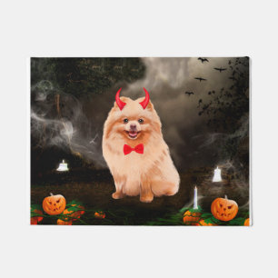 Tapete Cachorro da Pomerânia na Freguiça de Halloween