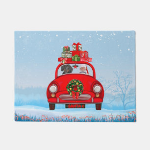 Tapete Cachorro Dachshund no carro com Papai Noel