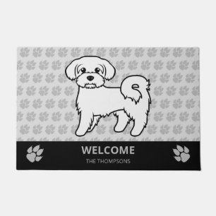 Tapete Cachorro e Texto Personalizado em Branco Maltês