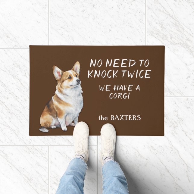 Tapete Cachorro Engraçado Não Precisa Bater Duas Vezes (Interior)