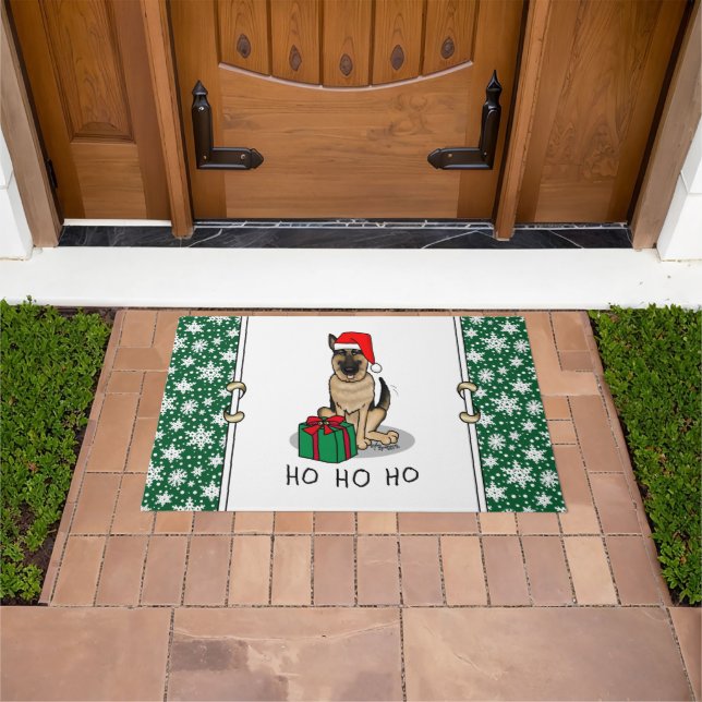 Tapete Cachorro German shepherd de Natal Santa Hat (Ar livre)