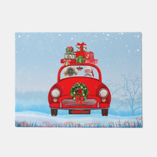 Tapete Cachorro Pekingês No Carro Com Papai Noel
