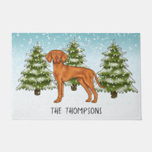 Cachorro Vizsla Húngaro Floresta de Inverno Nevada