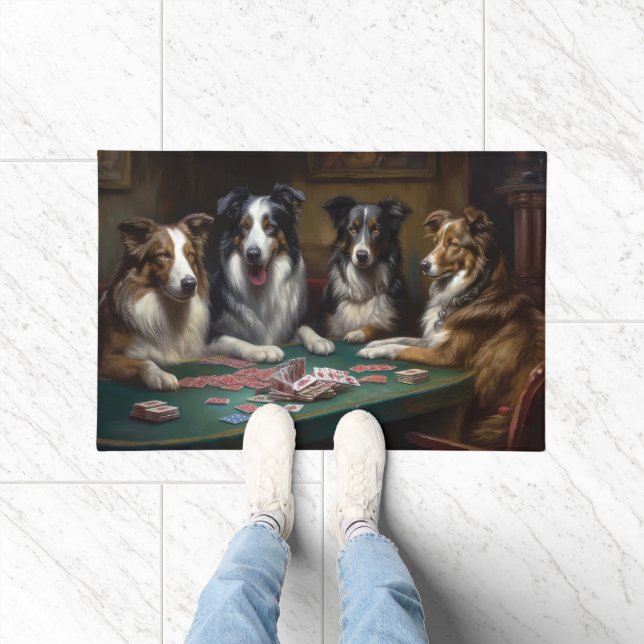 Tapete Cachorros Australianos Jogando Poker Art (Interior)