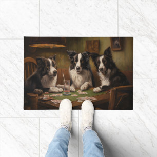 Tapete Cachorros de Collie de Borda Jogando Poker Art