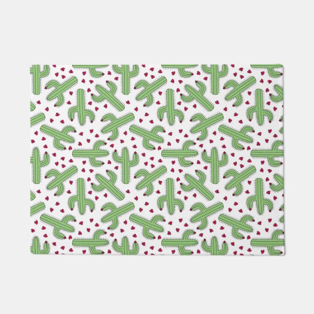 Tapete Cacto ilustrado & teste padrão de flores (Frente)