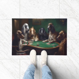 Tapete Cães Afghan Hound Jogando Poker Arte