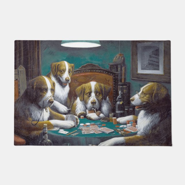 Tapete Cães Jogando Poker Cassius Marcellus Coolidge 1894 (Frente)