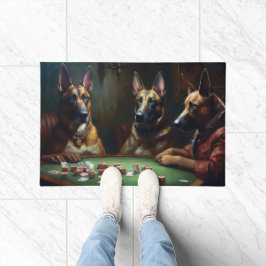 Tapete Cães Malinoi Belgas Jogando Poker Art